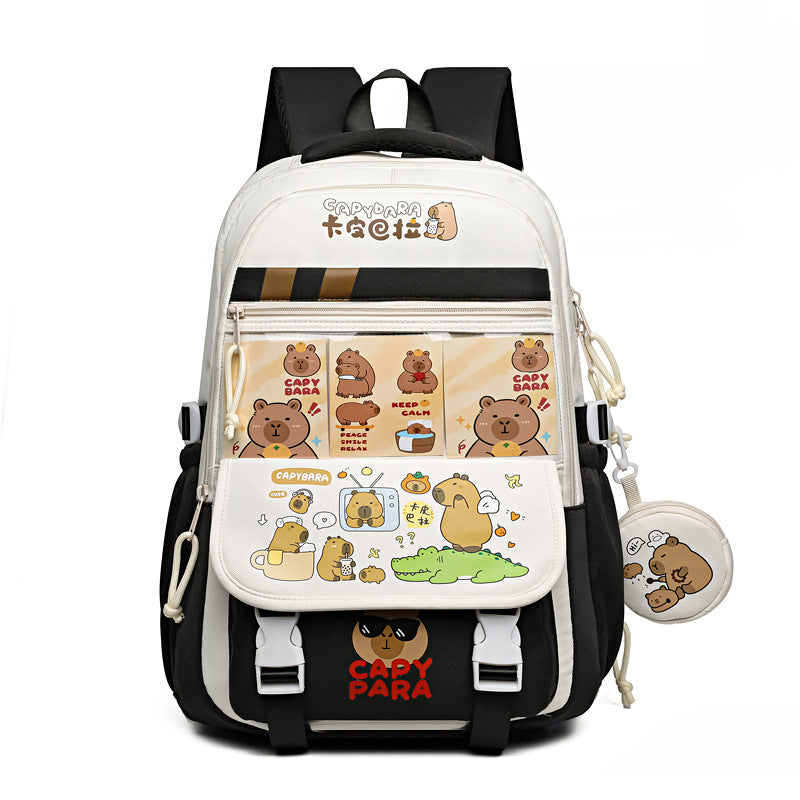 New Kapibara schoolbag cute cartoon primary and secondary school backpack large capacity burden reduction Japanese leisure backpack