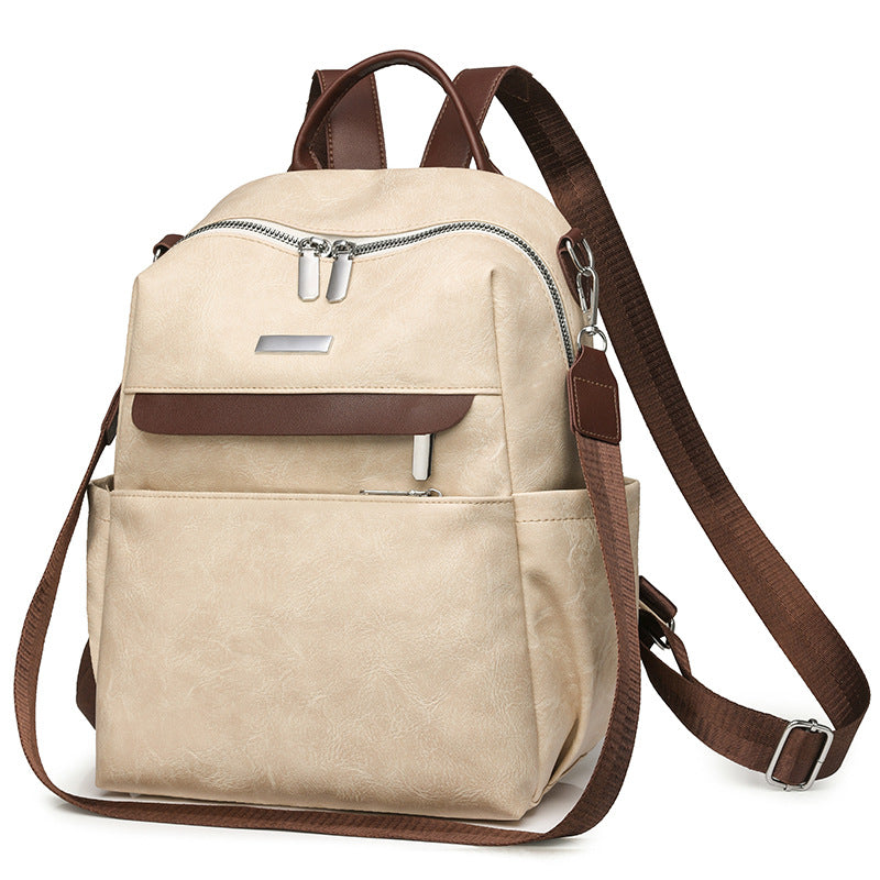 New  contrasting color women's backpack casual large-capacity commuter backpack multi-functional retro portable shoulder bag