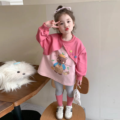 Kids style spring autumsweatshirtsuitgirl cartoon dopamine color matching clothes baby girl type a bottom pants