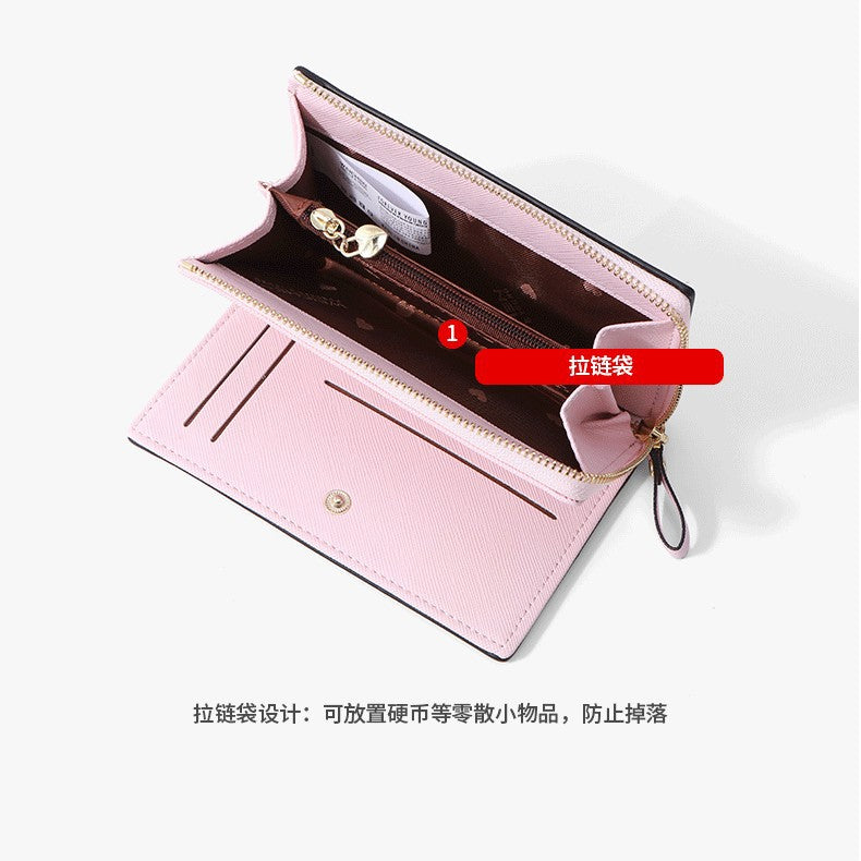 OEM processing customized women's wallet short high-end change bag pu leather zipper card bag card holder