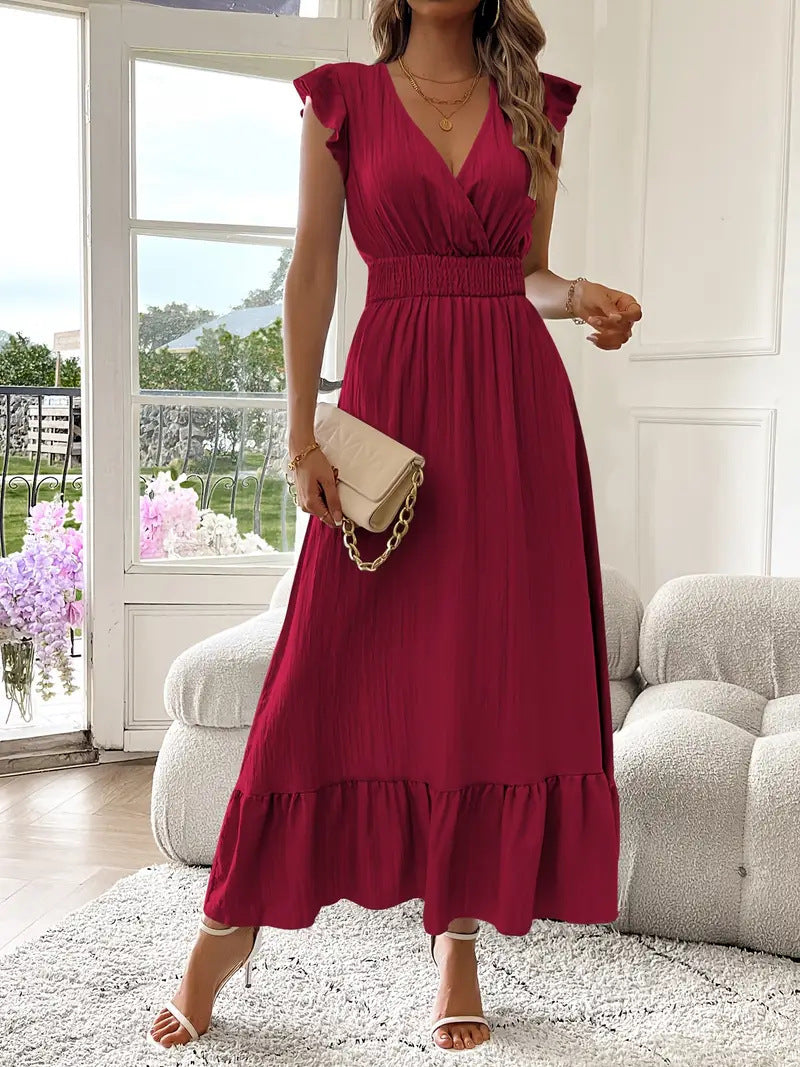 Spot 2025 European and American   new women's clothing long summer short-sleeved dress independent station