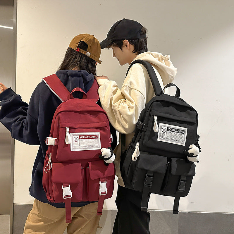 New travel backpack computer backpack casual solid color ultra-light junior high school students large-capacity schoolbag