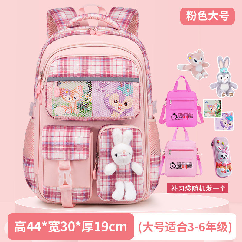 New primary school schoolbag for women, high value, cute and lightweight, breathable and waterproof children's backpack for grades 1-6