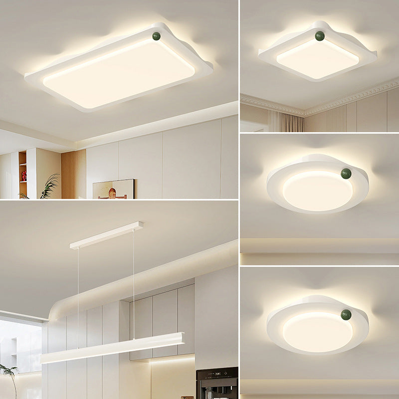 Whole house lighting combination package Living room light Ceiling light Medium antique walnut color rectangular rotunda main light