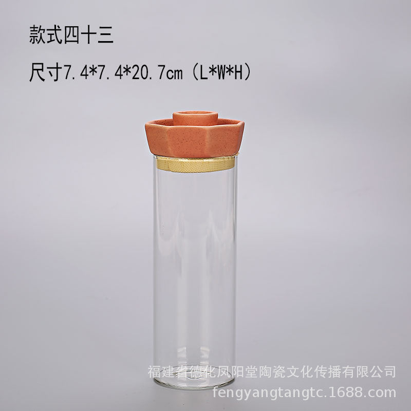 陶瓷烛台北欧IN风简约桌面摆件玻璃储蓄罐烛光晚餐干花密封罐装饰