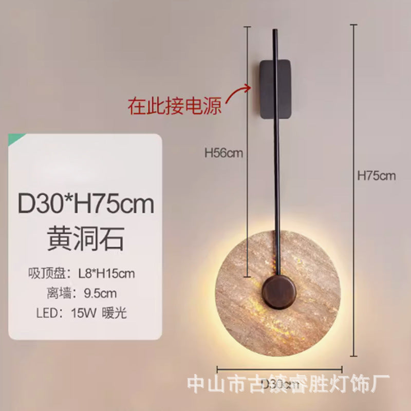 Yellow travertine LED bedroom bedside wall lamp living room art creative TV background wall bedside corridor aisle stairs