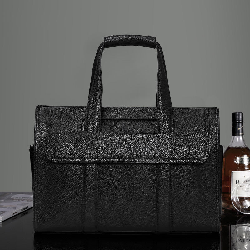 New men's bag genuine leather men's handbag cowhide computer bag 15.6 inch business large-capacity briefcase messenger bag