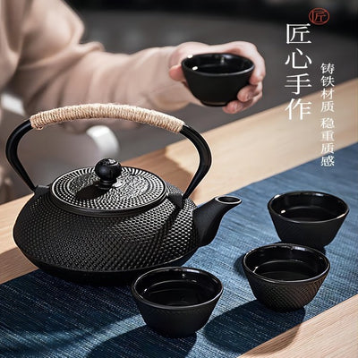 Iron kettle small ding cast iron teapot wholesale stove tea pot retro japanese style water kettle tea set suit wholesale