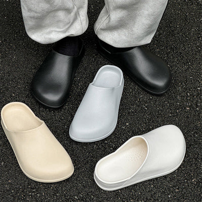 2025 new eva clog slippers for men - waterproof, no-hole half slippers, stylish couple's clogs