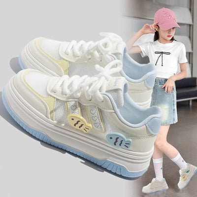Girls' athletic shoes - new spring/summer collection: breathable mesh sneakers, white shoes, platform shoes for girls, big & tall sizes, kids' footwear