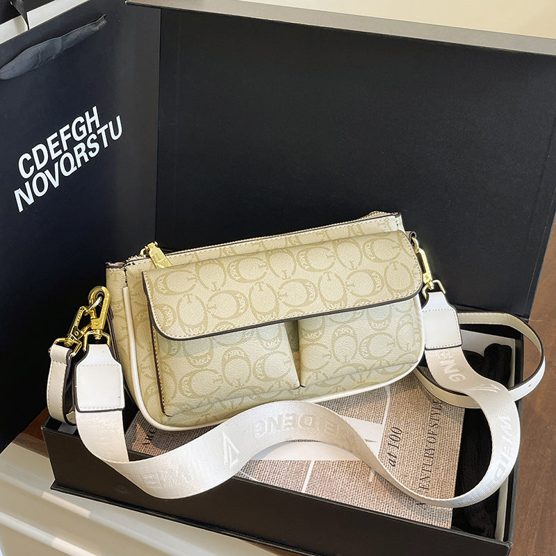 Cross-border small bag women's 2025 new Korean version of casual baguette mahjong fashion niche small square bag shoulder messenger bag