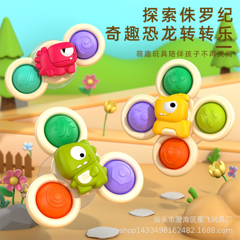 Cross-border suction cup rotation music baby cartoon dinosaur puzzle early education dining table and chairs can be pressed and gnawed on toothpaste toys