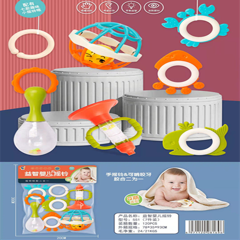 Cross-border Export South East Asia Baby Rattle Hand Rattle Bag Newborn Baby Toys Teeth Chewing Glue Rattle Gifts