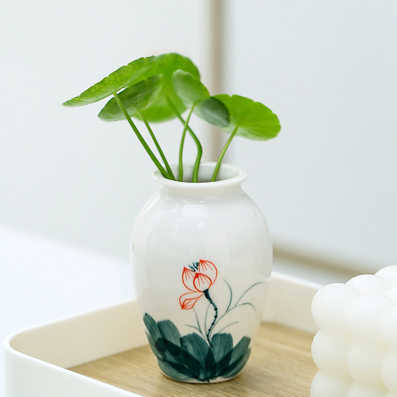 陶瓷手绘小摆件个性时尚小花瓶家居茶道装饰品水培干花花插小花器