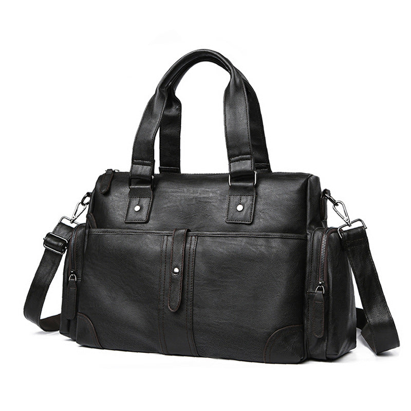 New business men's handbag short trip bag PU yoga bag fitness bag shoulder bag men's and women's messenger bag