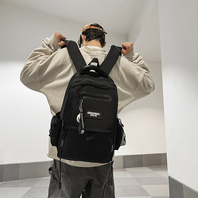 Men's backpack - large capacity college & high school student backpack - trendy brand fashion couple backpack