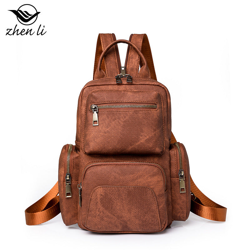Cross-border women's backpack 2024 new casual PU small backpack travel women's bag retro multi-purpose messenger bag
