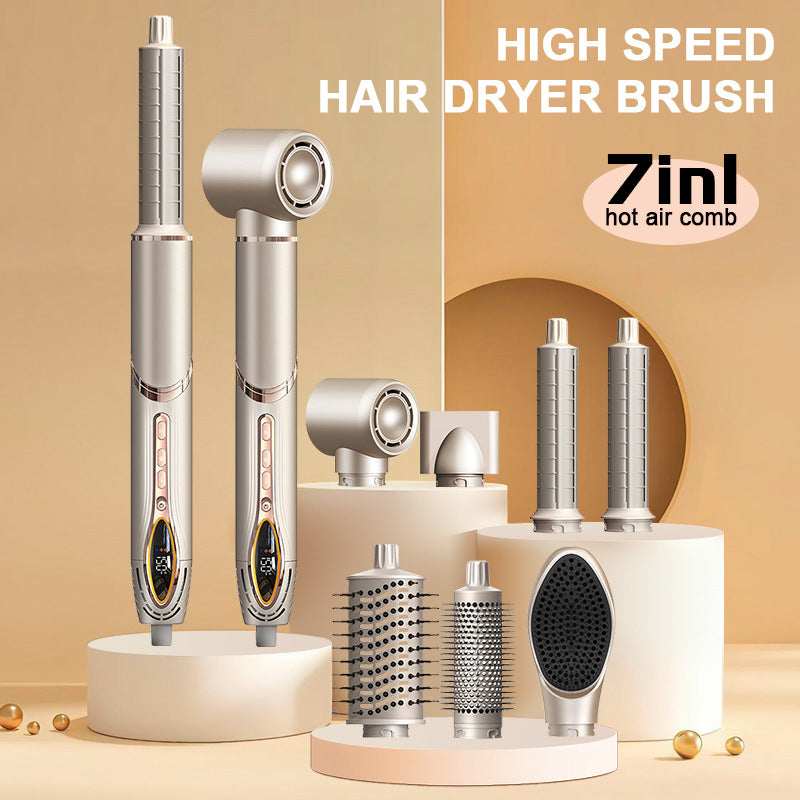 Cross-border folding high-speed hot air comb multi-functional seven-in-one negative ion low-noise hair dryer household automatic curling iron