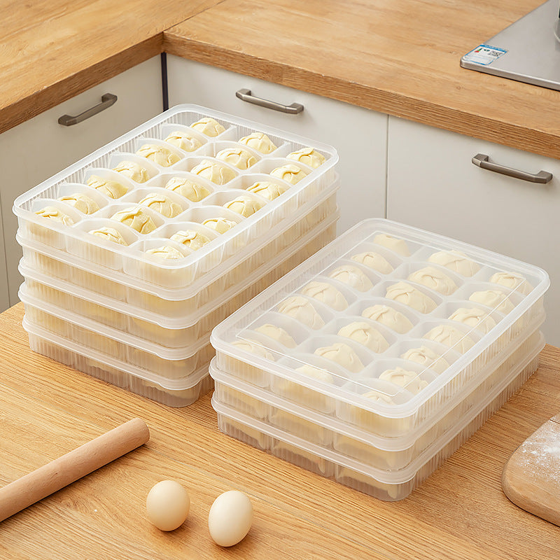 Refrigerator fresh-keeping box divided into compartments Food storage box with lid Plastic food grade dumpling box Freezing box Large capacity