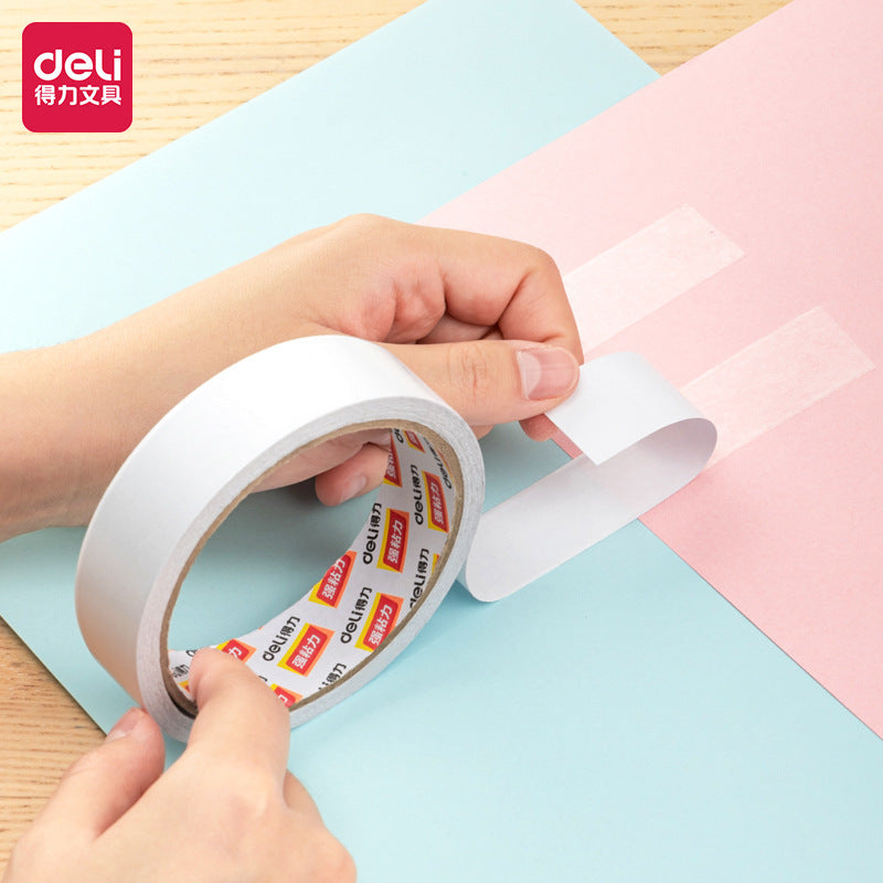Deli 30407 cotton paper double-sided tape, student handmade double-sided tape, hand-torn adhesive paper tape 24mmX10y