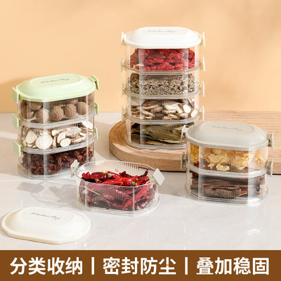 Kitchen spice organizer, stackable food storage containers for scallions, ginger, and garlic, food-grade spice dispenser