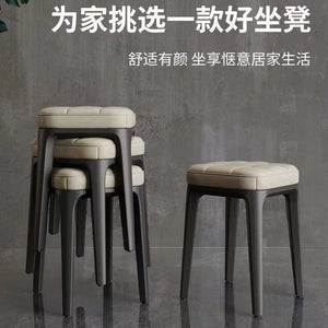 Stackable dining table and stool, modern casual bar back chair, for home scandinavian plastic dining chair, soft bag makeup stool