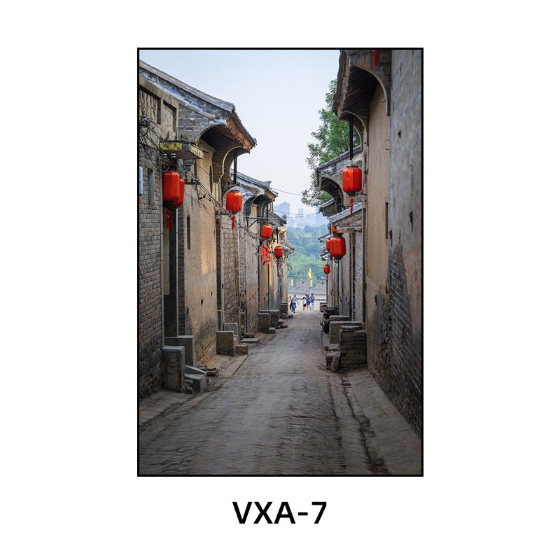 陕西装饰画西安长安古城风景建筑面馆挂画美食餐厅饭店包厢壁画