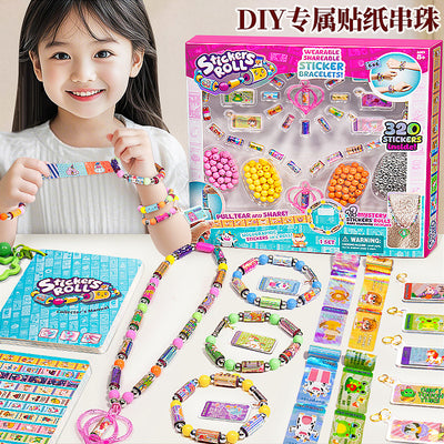 Kids' beaded sticker bracelet diy kit - trendy sticker bracelets for girls - surprise toy & birthday gift