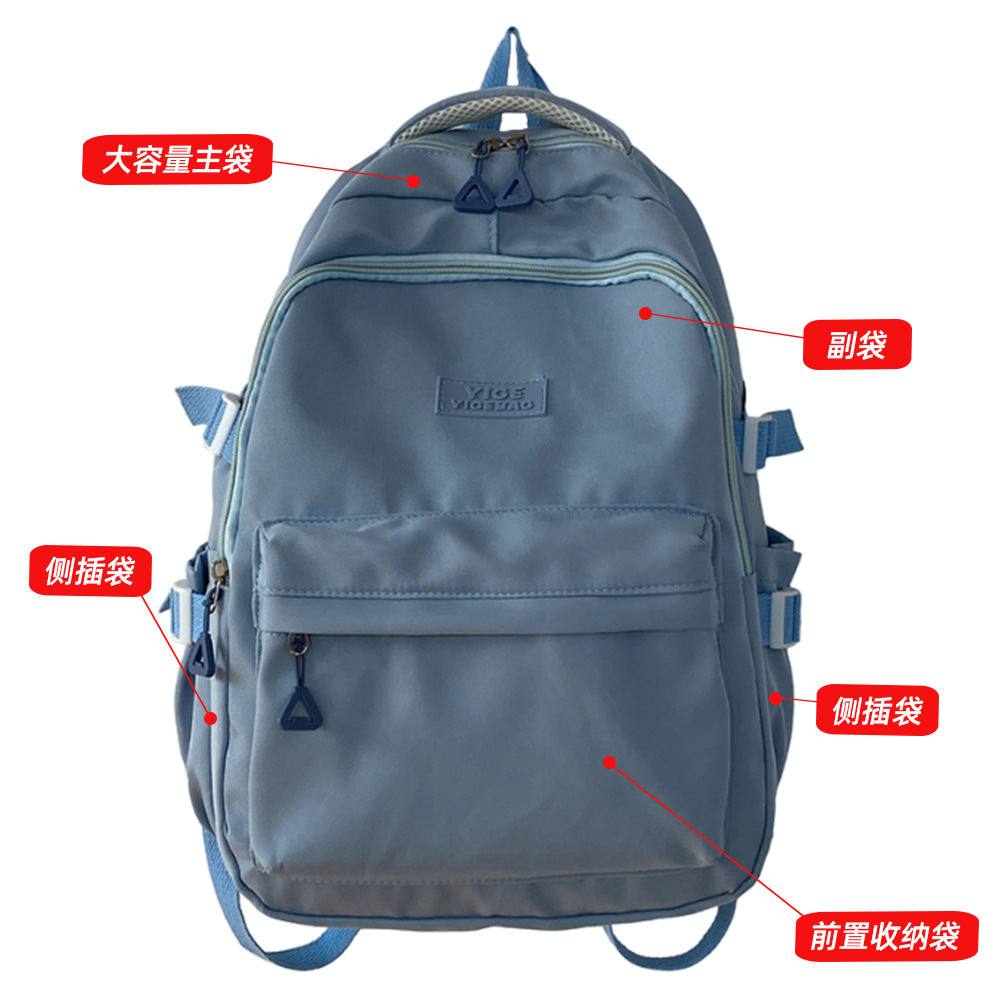 Cross-border hot-selling casual backpack nylon fabric wear-resistant large-capacity student schoolbag versatile backpack printed logo