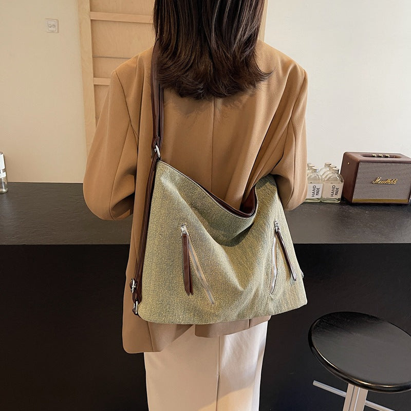 Cross-border high-quality textured bag women's large-capacity 2025 new popular fashion backpack multi-functional messenger bag