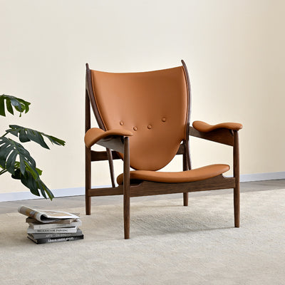 Scandinavian solid wood italian master chair casual leather single sofa chair wabi-sabi designer medieval casual chair
