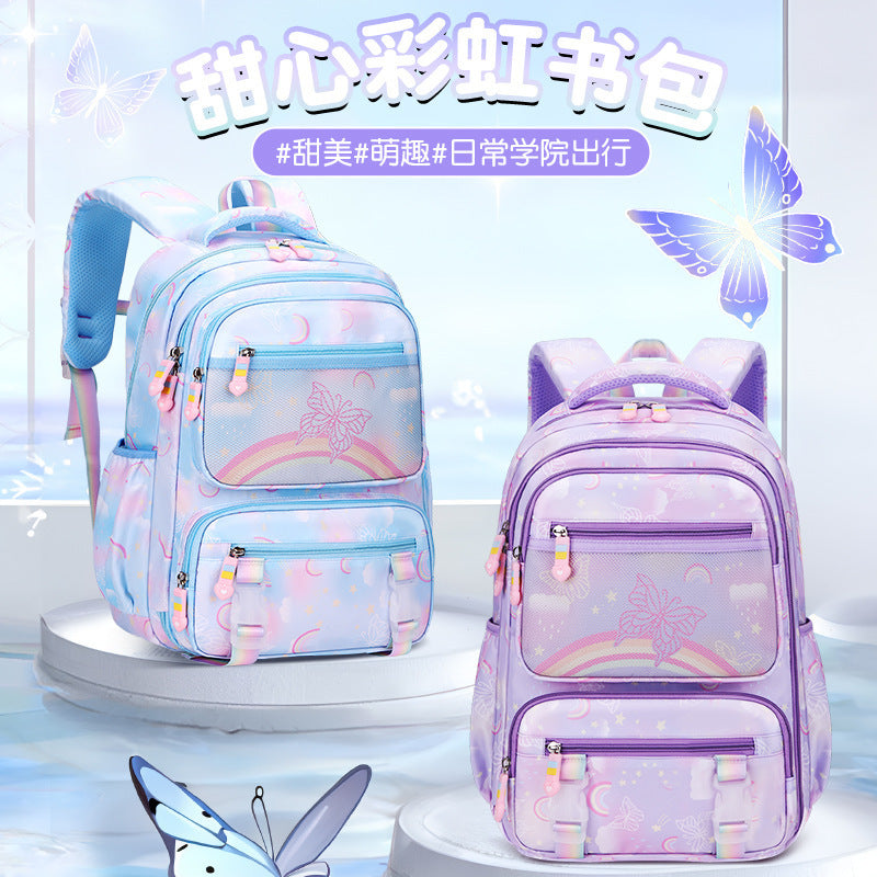 New Sweetheart Rainbow School Bag Refrigerator Open Door High-value Elementary School Backpack Anti-splashing Water Skin-friendly Student Bag