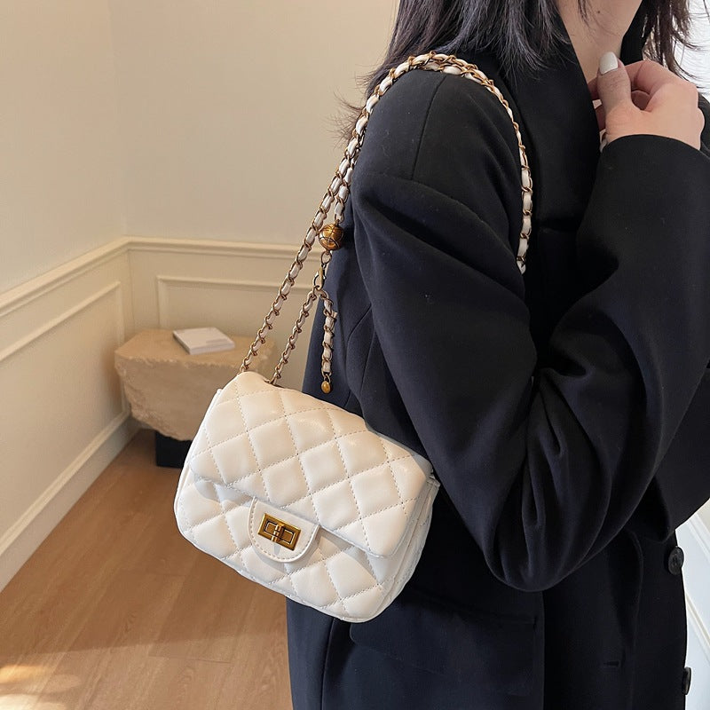 Small square bag women 2025 new trendy fashion diamond chain bag embroidery thread foreign style single shoulder messenger bag women