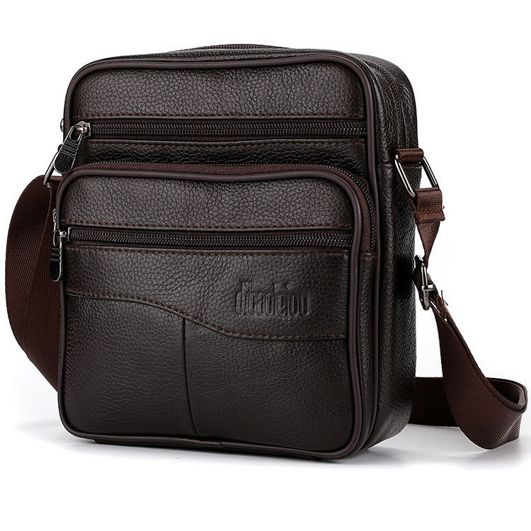 Business large-capacity cowhide men's bags, genuine leather shoulder bags, men's vertical men's bags, high-end men's messenger bags