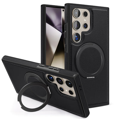 Yashi cross-border business leather case suitable for samsung s26ultra mobile phone case 360rotate magnetic holder protective cover