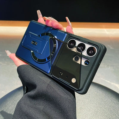 Suitable for samsung s26ultra lens holder mobile phone case multi-functional military anti-fall magnetic holder s24/s25p