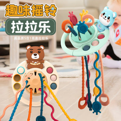 Fun rattle teether & finger press toy - early education & developmental toy for babies & toddlers