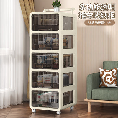 Trolley storage cabinet for home drawer type large capacity transparent toy storage box installation-free clothes storage cabinet