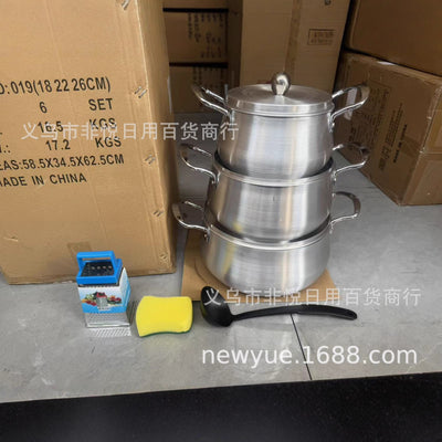 Factory direct sales cross aluminumpot environment aluminum pot for home pot multi-functional aluminum pot kitchen commercial aluminum pot 3-piece set