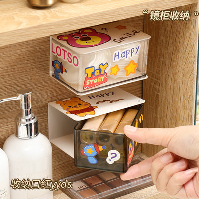 For homewall-mounted dustproof and moisture-proof rotate storage box office dormitory punch-free storage rack for home mirror cabinet storage box