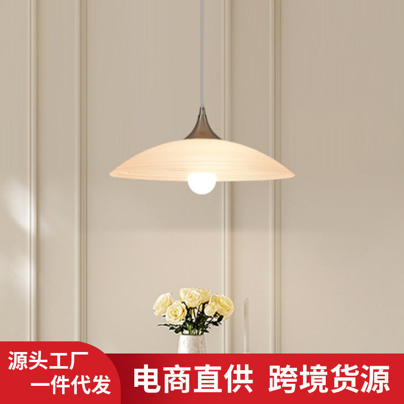 White jade glass warm dining table chandelier cream wind model room villa homestay living room dining room bedroom bay window chandelier