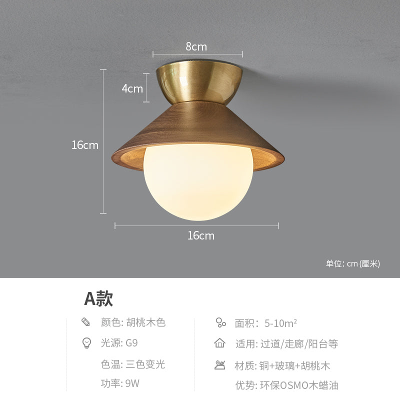 Zhongshan Lighting Aisle Light Entrance Light Balcony Ceiling Light Walnut Personality Homestay New Chinese Lighting