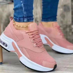 Women's mesh sneakers - plus size, spring/autumn new collection, chunky sole, color block, lace-up, athletic casual shoes, women's flats