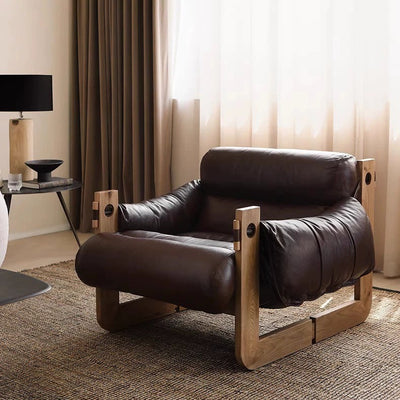 Vintage-inspired casual chair, single solid wood sofa chair, retro designer jersey chair, nordic style home bedroom chair