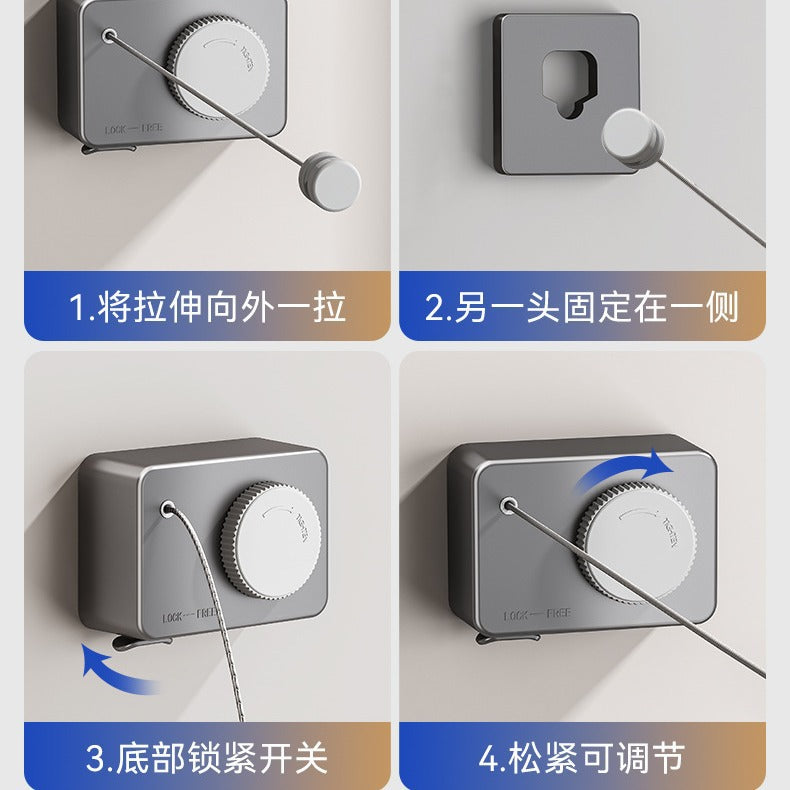 隐形晾衣绳晾衣服神器绳子室内免打孔卫生间隐形伸缩阳台钢丝绳架