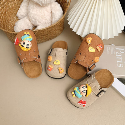 2025 new cute cartoon crayon shin-chan thick-soled children's birkenstock-style sandals, non-slip retro closed-toe slippers for boys and girls