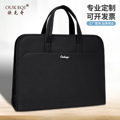 Large capacity business briefcase waterproof document bag conference folder oxford cloth file bag with custom logo printing