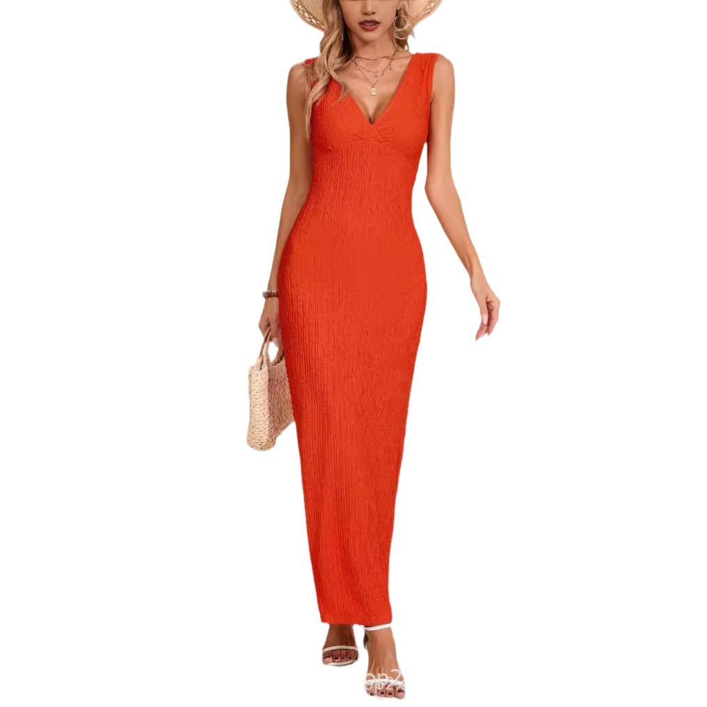 Spot  wide suspenders sexy tight V-neck hip dress temperament women's dress European and American popular