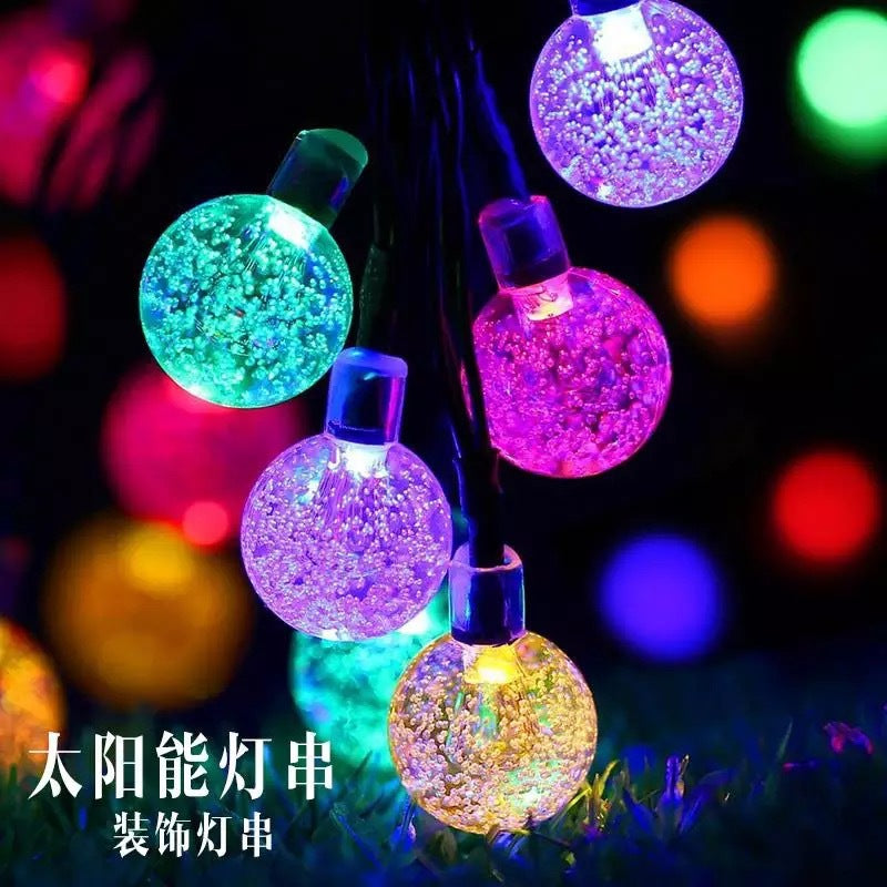 Bubble ball solar light string outdoor ambient light led string light waterproof camping courtyard decoration crystal ball lights
