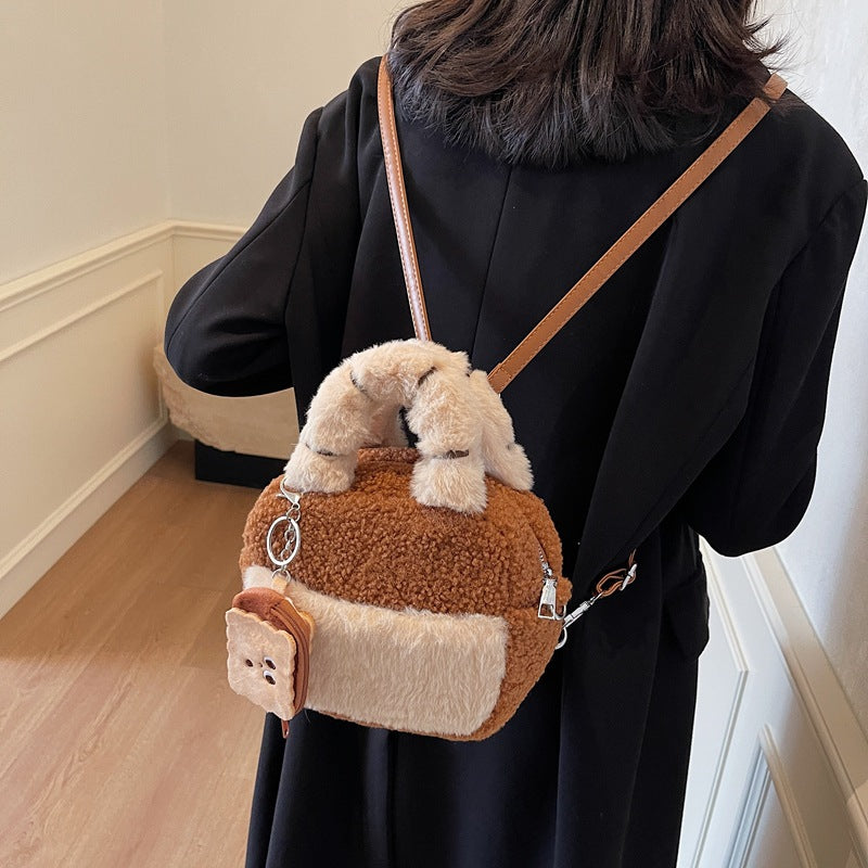 Cute hand carry messenger bag girl cute fluffy shoulder bag removable change bag plush panda bag
